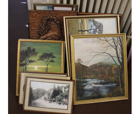 A QUANTITY OF PICTURES AND PRINTS TO INCLUDE LANDSCAPES