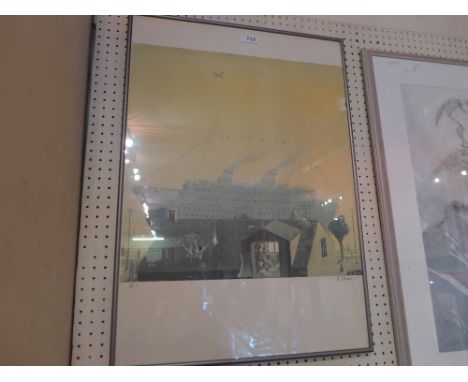 An Artists proof print of an ocean line steamship glazed and framed 69 x 48cm 
