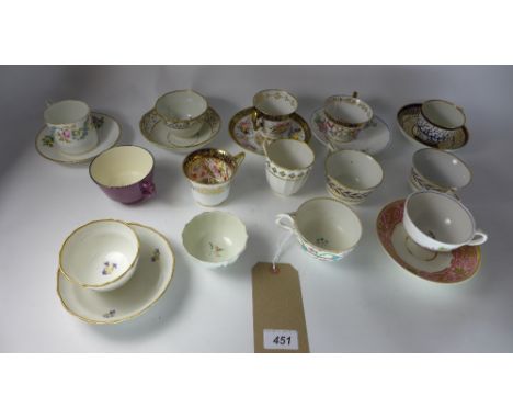 A collection of eighteenth and nineteenth century English porcelain tea cups and saucers