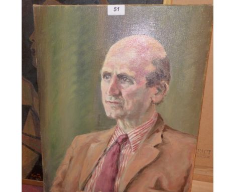 Floyd Nash, an unframed oil on canvas portrait of a gentleman, signed 