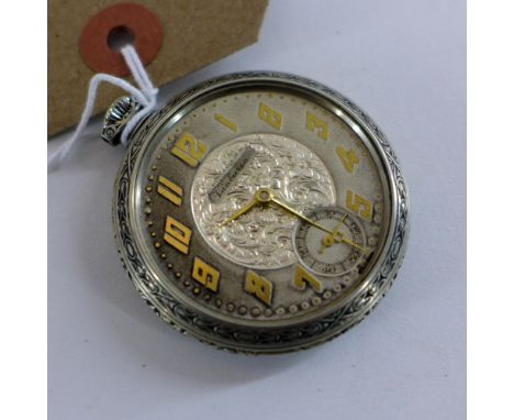 A 1920's Swiss Van Buren silver pocket watch, with subsidiary seconds dial H 5.5 x W 4.5cm 