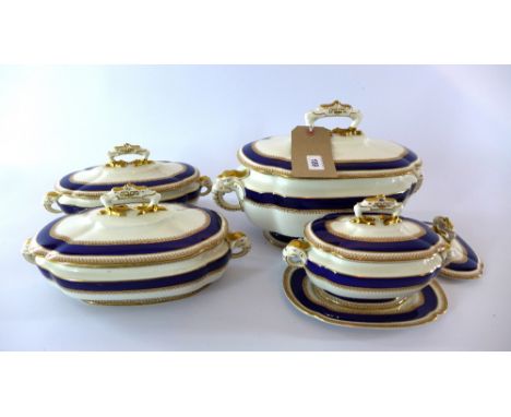 A set of four Royal Worcester Citreous China tureens manufactured for William Whitely of Westbourne grove, largest H 25cm   
