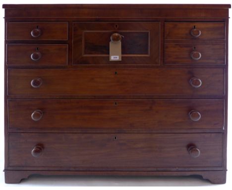 A georgian mahogany Scotch chest fitted with hat drawer, 108 x 119 x 57cm 