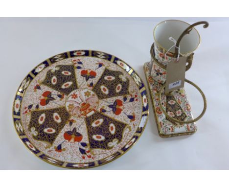 A Davenport dish decorated in the Imari palette together with another item also decorated in the Imari palette 