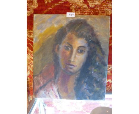 Georgina Hunt, an oil on canvas portrait of a young lady titled 'A Quick Sketch' and dated 1989