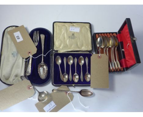 A collection of cased silver flatware and loose flatware