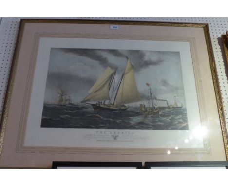 A mid 20th century yachting print 'The America Winning the Match at Cowes for the Club Cup' 