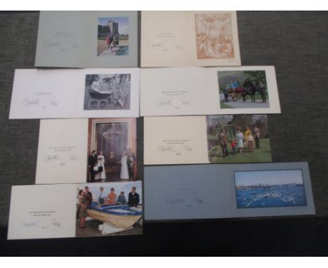 Seven HM Queen Elizabeth II and HRH Prince Philip, Duke of Edinburgh, signed Christmas cards, for 1962, 1963 not portrait, 19