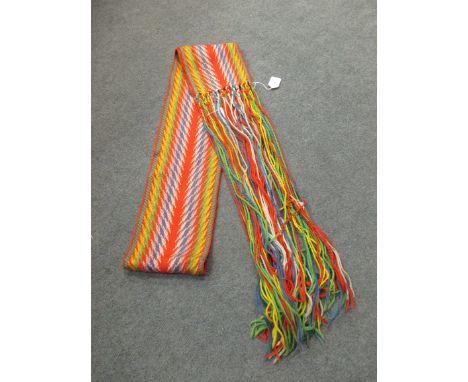 A Ceinture Fleche wool sash (a French-Canadian arrow sash from the 19th Century)  