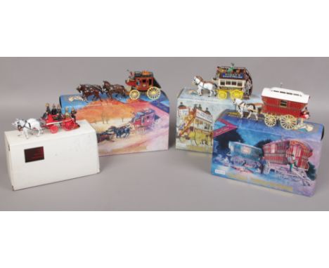 A collection of Matchbox models of Yesterday Diecast vehicles, Wells Fargo Stagecoach 1875, Gypsy Caravan 1900, London Omnibu
