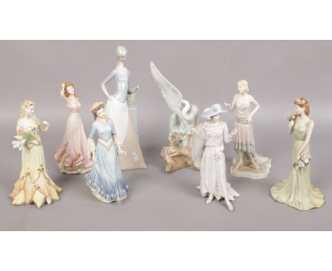 A collection of ceramic figures to include Regency porcelain and Nao. 