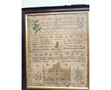 19th Century framed sampler by Lucy Smith 1832