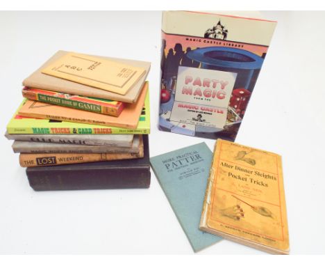 Magic books to include - 'Tricks that Mystify' by Goldstone, 'Magic Worth Knowing' by Burt Douglas, 'Club Magic' by Burt Doug