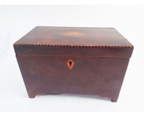 Mahogany shell inlaid tea caddy (no interior lining)