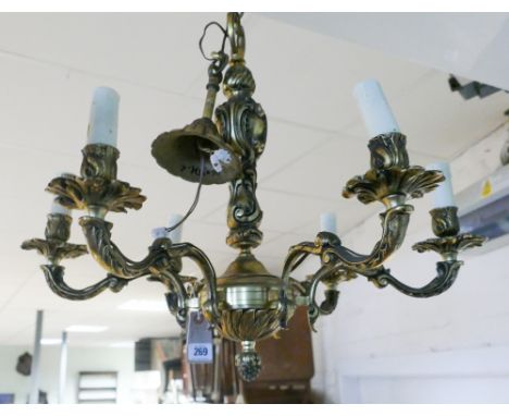 5 branch brass effect light pendants