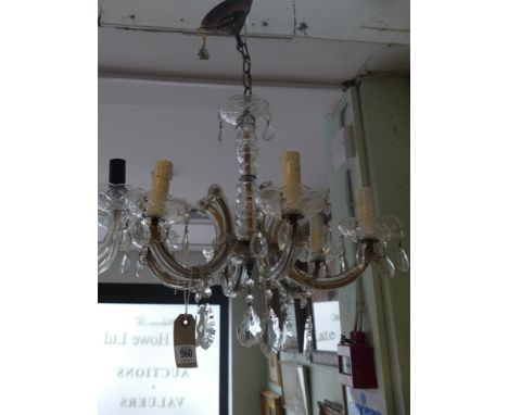 6 branch hanging glass and lustre chandelier 