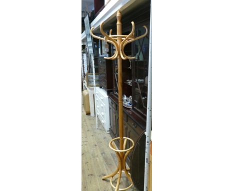 Light beech finished bent wood hat & coat stand