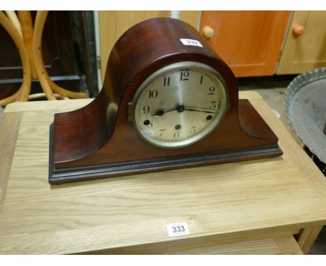 Westminster chiming mantle clock in a Napoleon style mahogany case