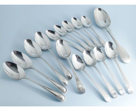 Collection of 11 various silver tea and dessert spoons - gross weight 9.6 oz, four of the spoons are Georgian