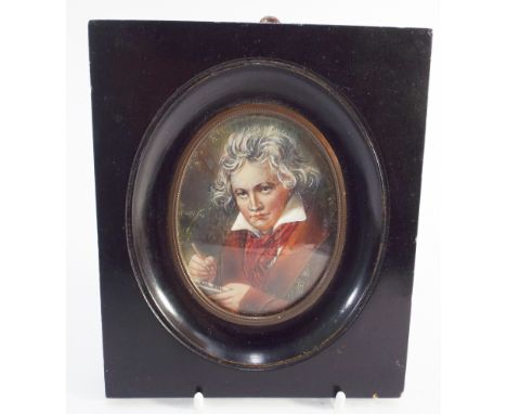 Small portrait miniature of Beethoven in an ebony frame 