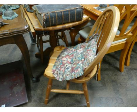 3' modern pine drop leaf dining/kitchen table and a pair of matching stick back Windsor style chairs