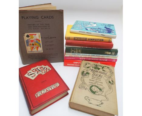 Collection of vintage magic books - 'Playing Cards A History of the Pack' by Gurney Benham, 'Sharps and Flaps' by Maskelyne, 