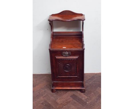 Edwardian walnut coal cabinet with shelf back