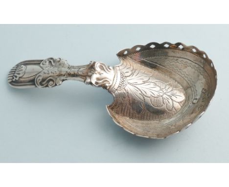Georgian silver caddy spoon, with horseshoe shaped bowl, Birmingham marks 1817,   old repair to andle