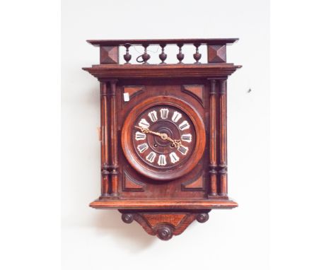 French striking mantle clock with Roman numerals in oak case 