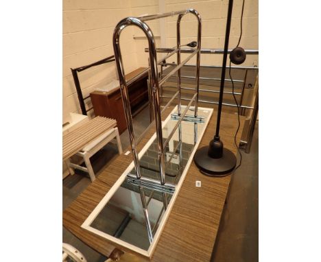Chromed towel rail floor standing reading lamp and a wall mirror CONDITION REPORT: The electrical items included in this lot 