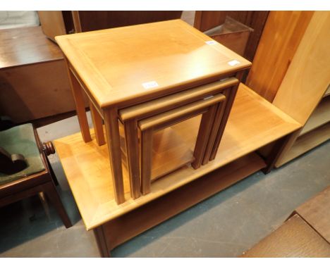 Pine nest of three tables and a matching coffee table