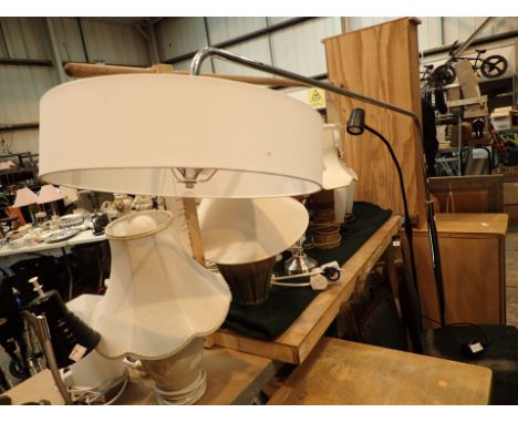 Over hang standard lamp chrome body marble base further lamp with a bendable neck  CONDITION REPORT: The electrical items inc