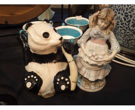 Beswick Panda teapot and a Coalport figurine