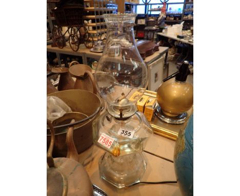 Large clear glass Victorian style oil lamp