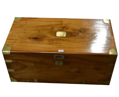 A large hardwood campaign style trunk, brass mounts, 87 x 45 x 39cm.