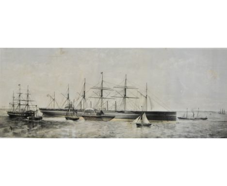 After AJ Schenk, The Great Eastern Steam Ship, lithograph, published by Day & Son, 48cm x 105cm.