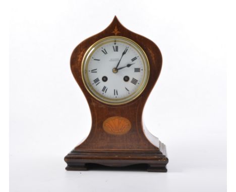 A mahogany framed shelf clock, 9.5cm white enamel dial with roman numeral chapter ring and named Reid & Sons Newcastle on Tyn