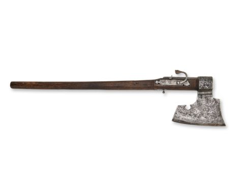 COMBINATION WEAPON - AN AX WITH A CIGAR RIFLE | EUROPE, EUROPEAN | Country: Europe | Date: 20th century | Marking: Cross (axe