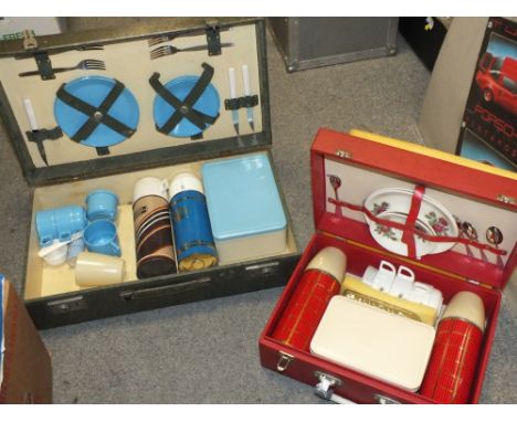 TWO VINTAGE PART PICNIC CASES