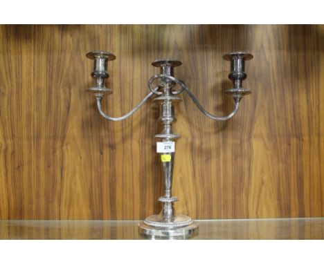 A BARKER ELLIS SILVER PLATED THREE BRANCH CANDELABRA 