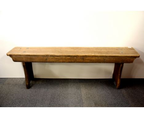A vintage pine bench, L. 150cm.