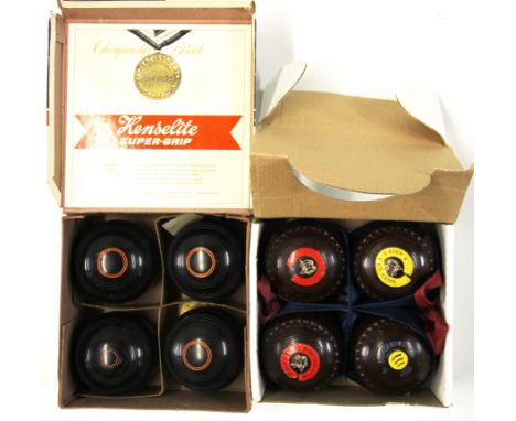 Two sets of vintage indoor bowls.
