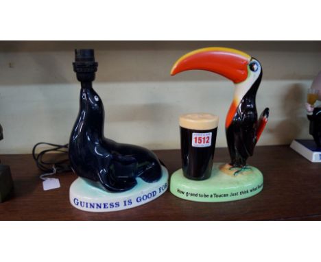 A Carltonware Guinness advertising toucan lamp, 23cm high, (repair to tail feathers); together with another similar Guinness 