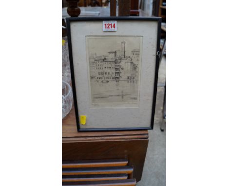 An antique pencil signed etching of Florence; together with another pencil signed etching; a silhouette and another. 