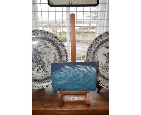 Manner of Ronnie Kray, a seascape, bears signed, stamped verso 'HM Prison, Parkhurst, Newport, IOW' and dated July 1974, oil 