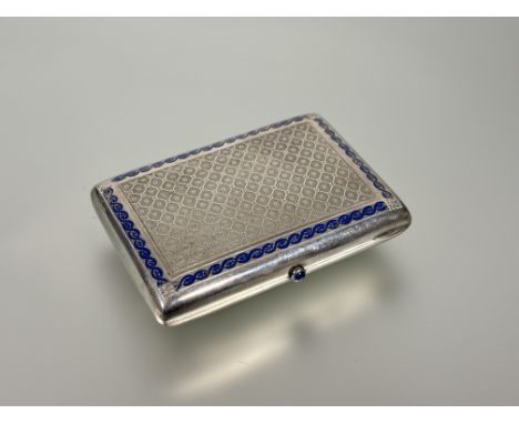 A Continental enamelled silver cigarette case, early 20th century,&nbsp;800 standard, stamped marks, the engine-turned case w