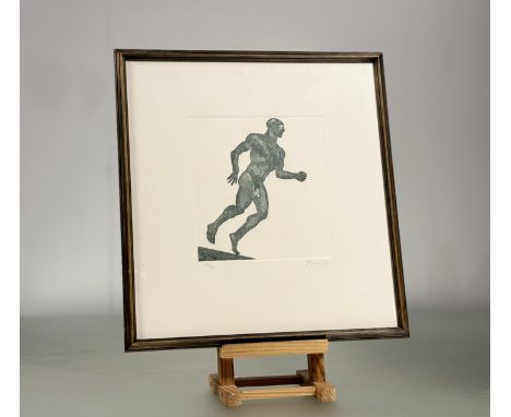 YDame Elizabeth Frink D.B.E., R.A. (British, 1930-1993), Running Man, etching signed in pencil, ed. 25/30, framed. Plate 21cm