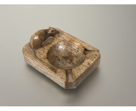 Robert "Mouseman" Thompson, an oak ashtray, c.1930/40, with carved mouse signature. 10.5cm by 7.5cm. Provenance: Dr. Harry Ad