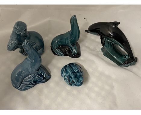 Five vintage Poole pottery animals 