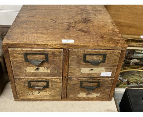 A vintage Globe Wernicke four drawer oak index card cabinet, shipping unavailable 